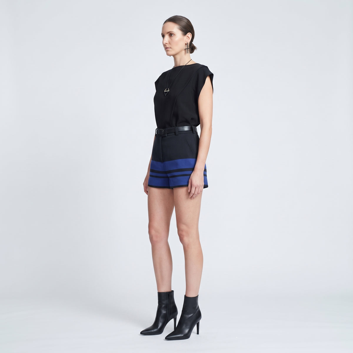 Striped Tailored High-Waist Shorts