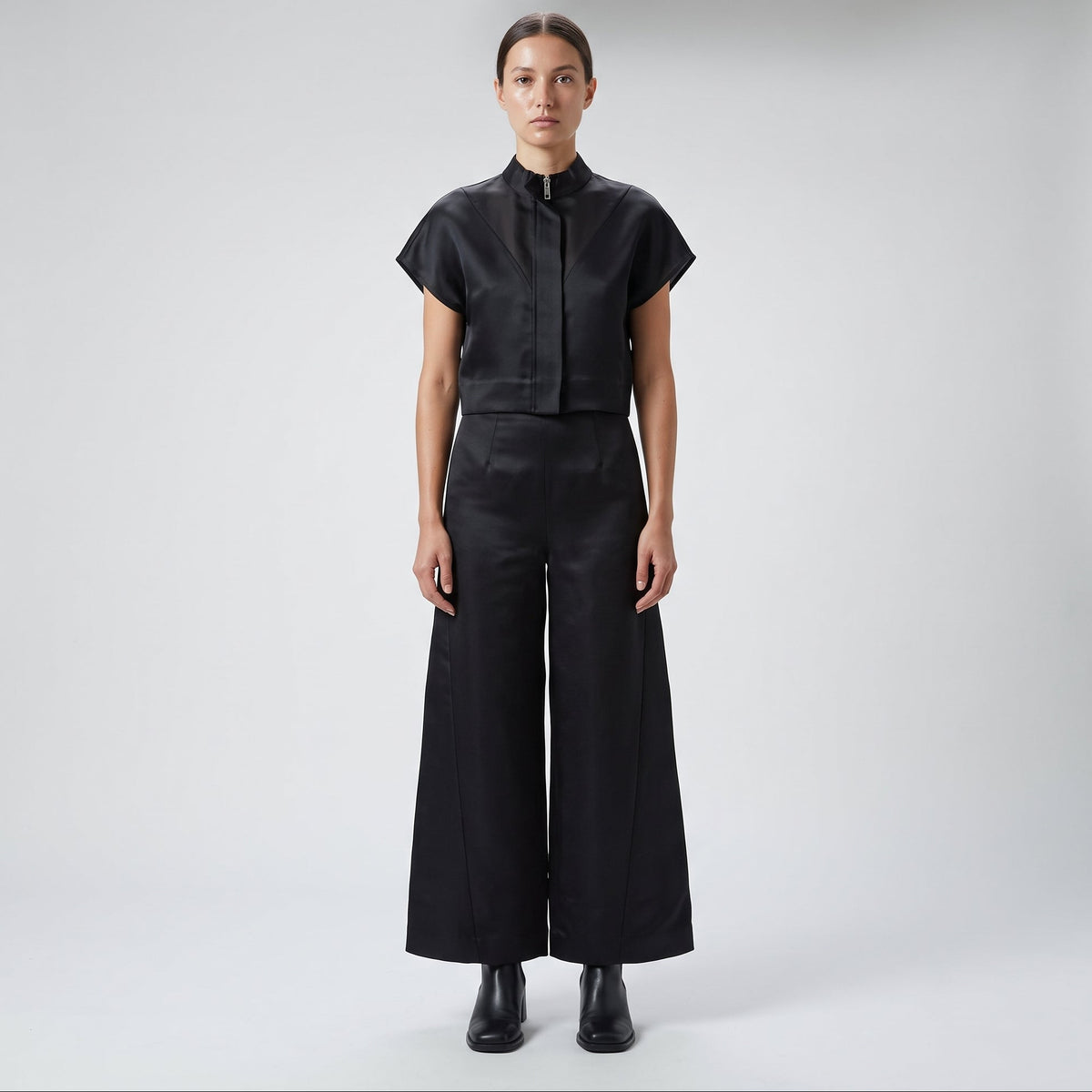 Structured Sleeveless Zip-Front Vest
