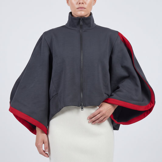 Architectural Zip-Front Cropped Jacket