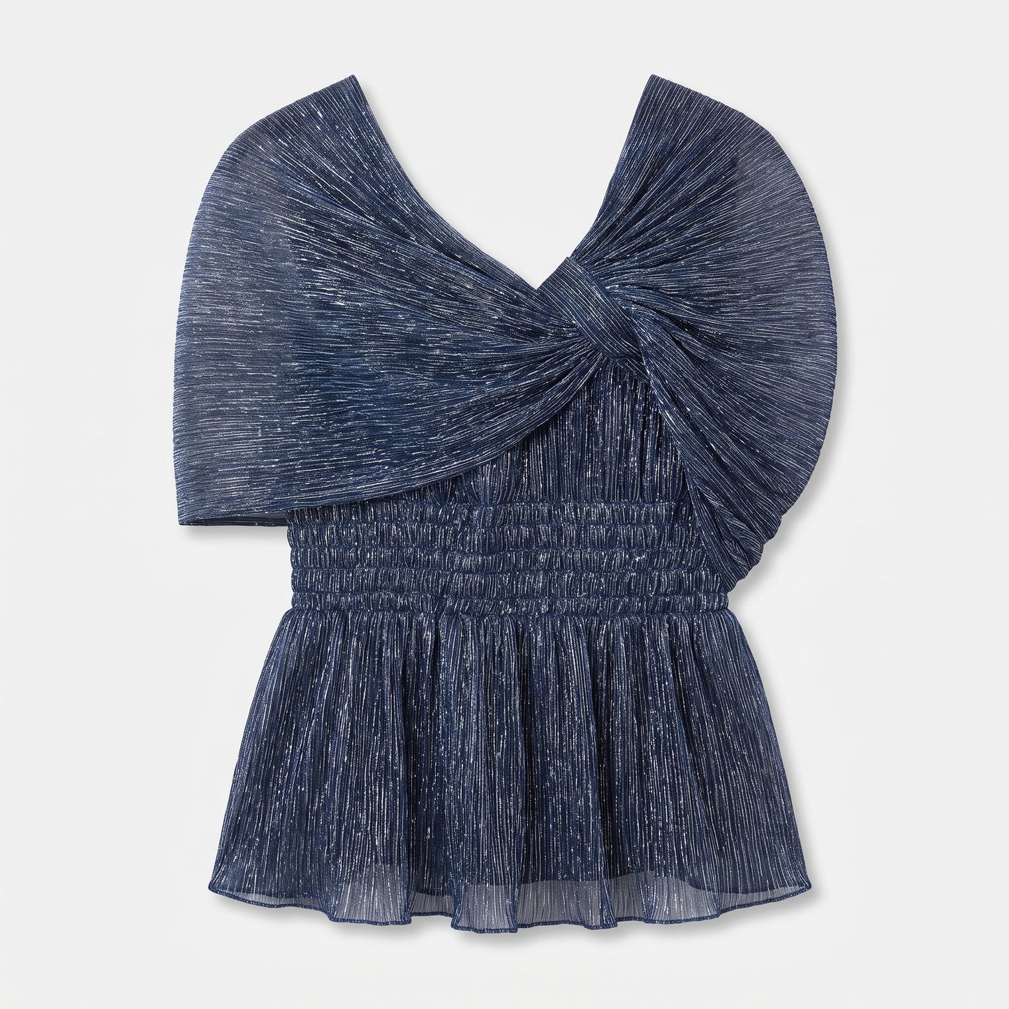 Metallic Ruched Peplum Evening Top