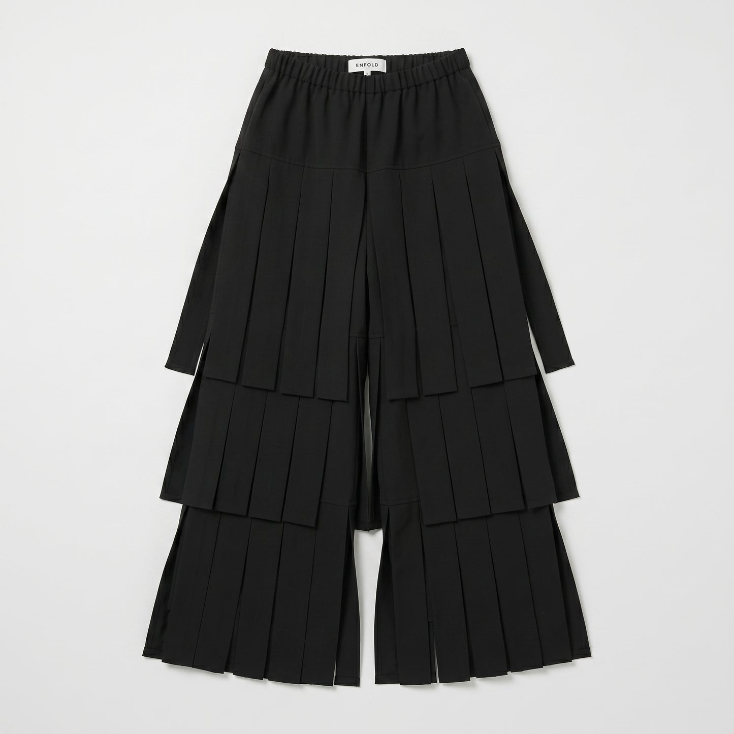 Tiered Pleated Wide-Leg Trousers
