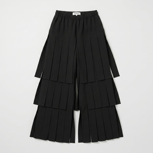 Tiered Pleated Wide-Leg Trousers