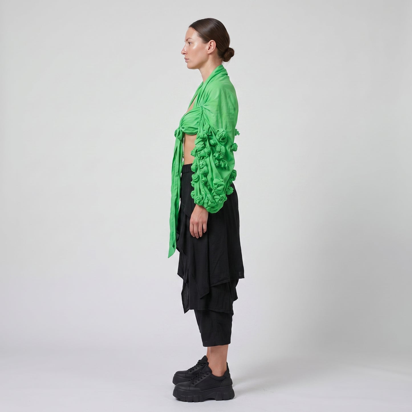 Embellished Tie-Front Cropped Shrug