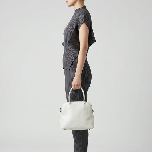 Structured Leather Top Handle Bag