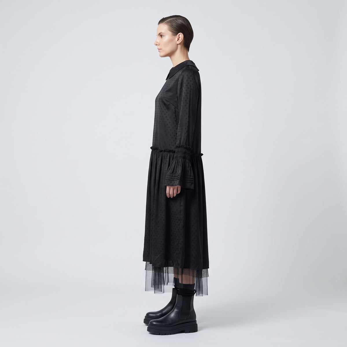 Polka Dot Lace Pleated Dress