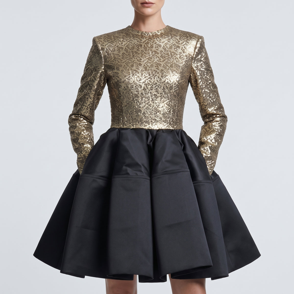 Metallic Sequin Corset Mini Dress