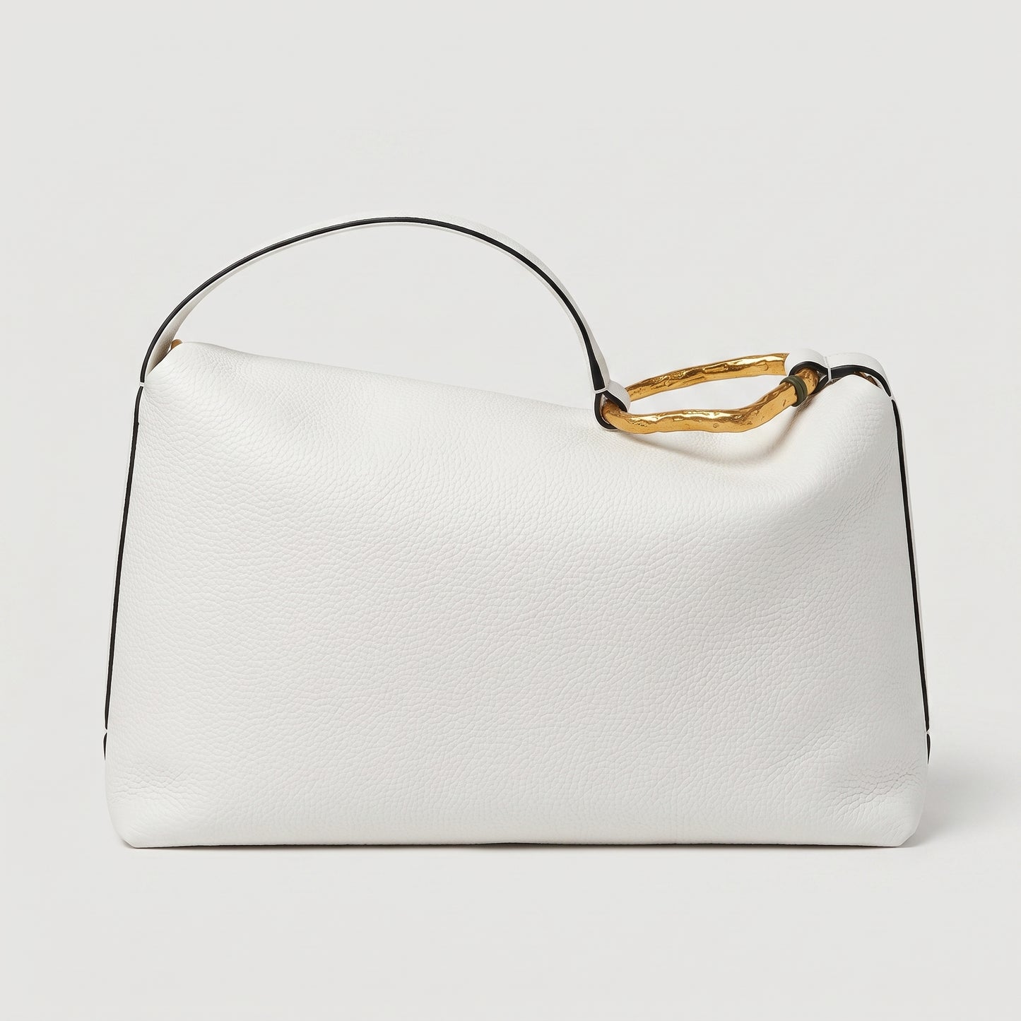 Sculptural Detail Leather Shoulder Bag