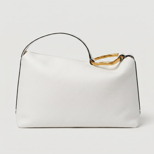 Sculptural Detail Leather Shoulder Bag