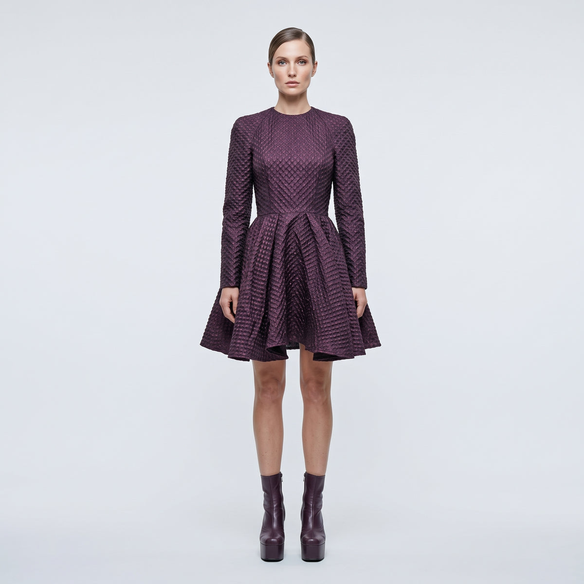 Structured Metallic Textured Mini Dress
