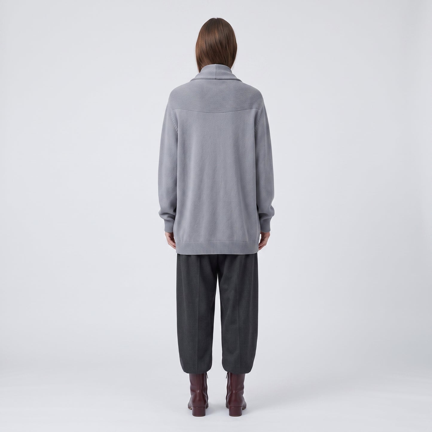 Grey Shawl Collar Cardigan