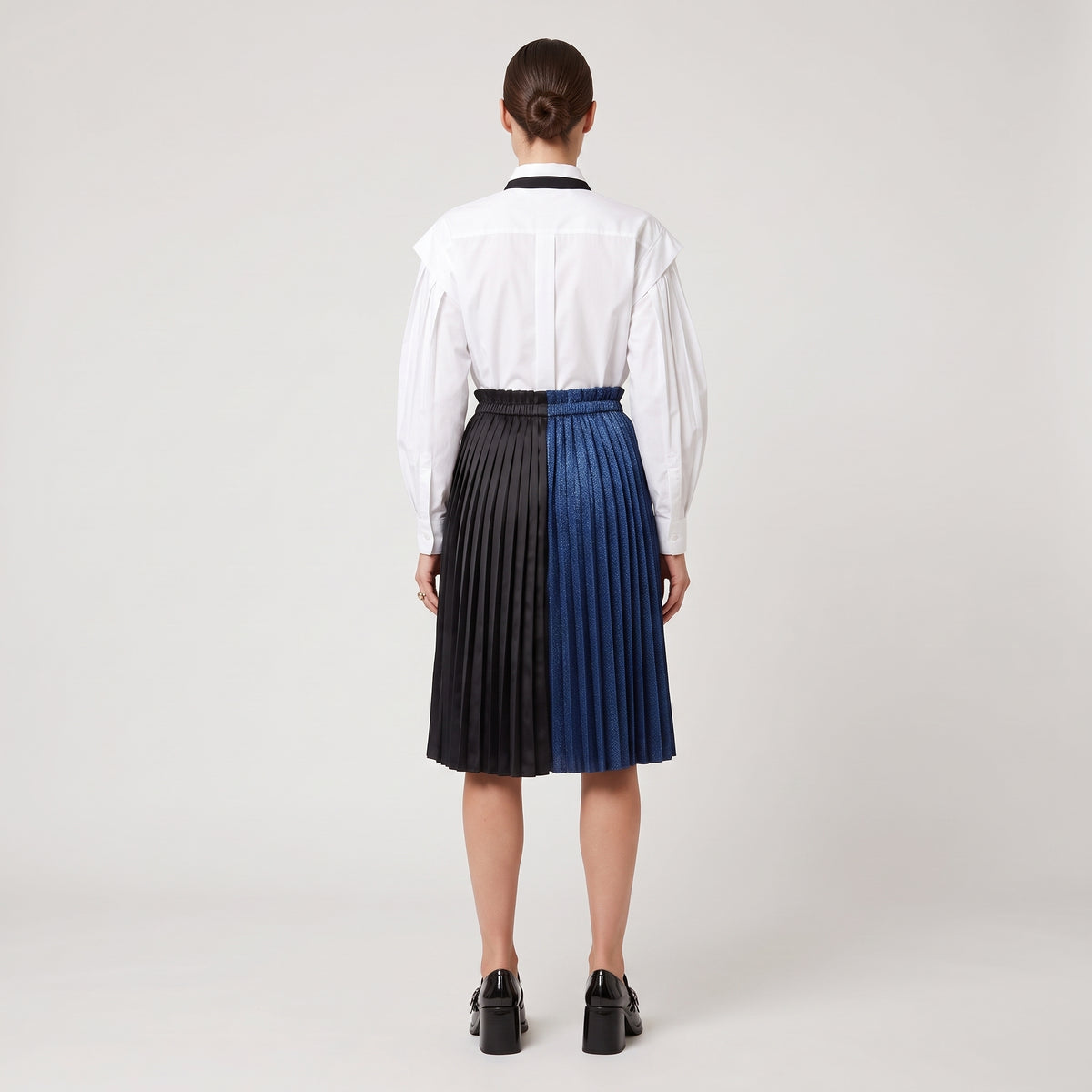 Two-Tone Metallic Pleated Skirt