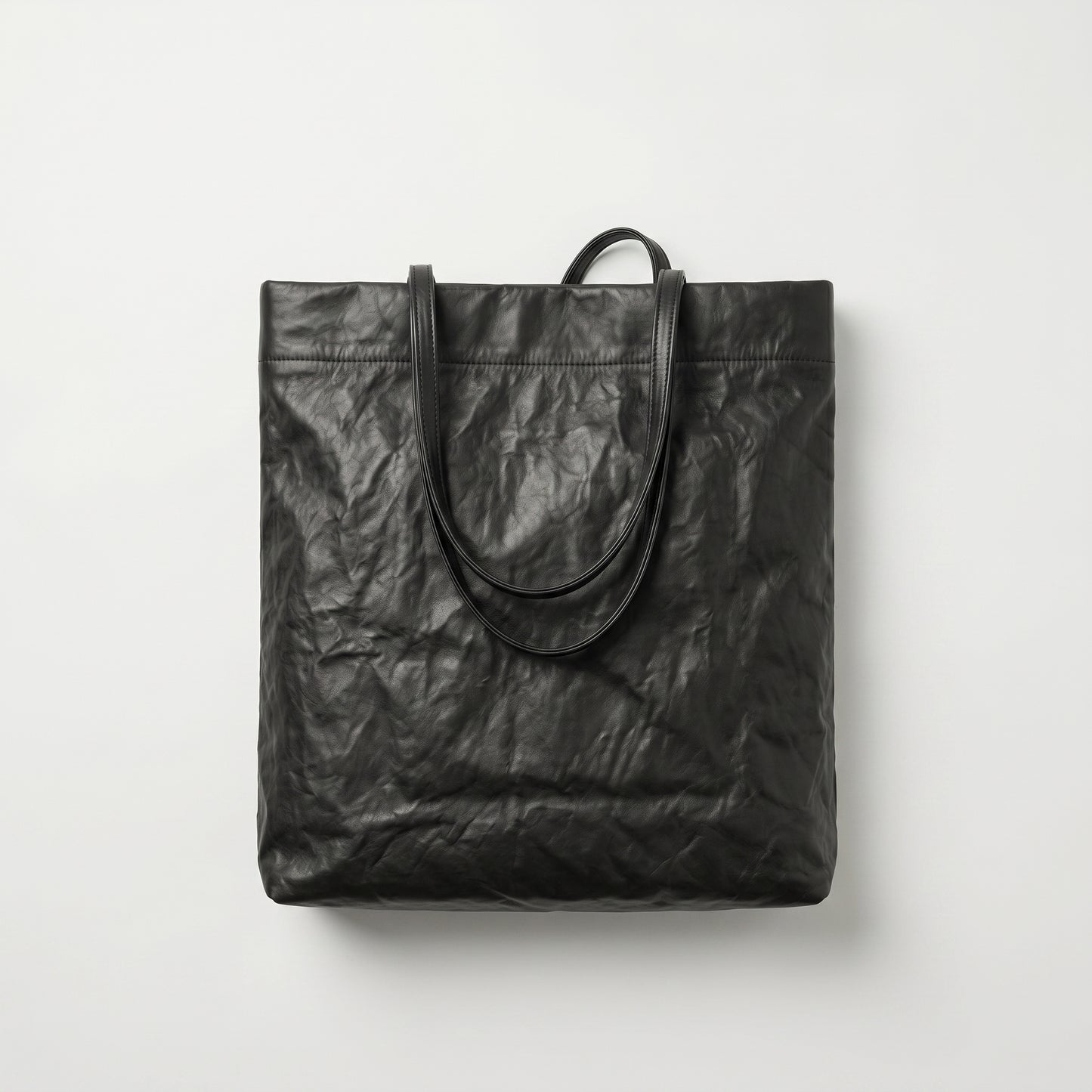 Black Textured Leather Tote Bag