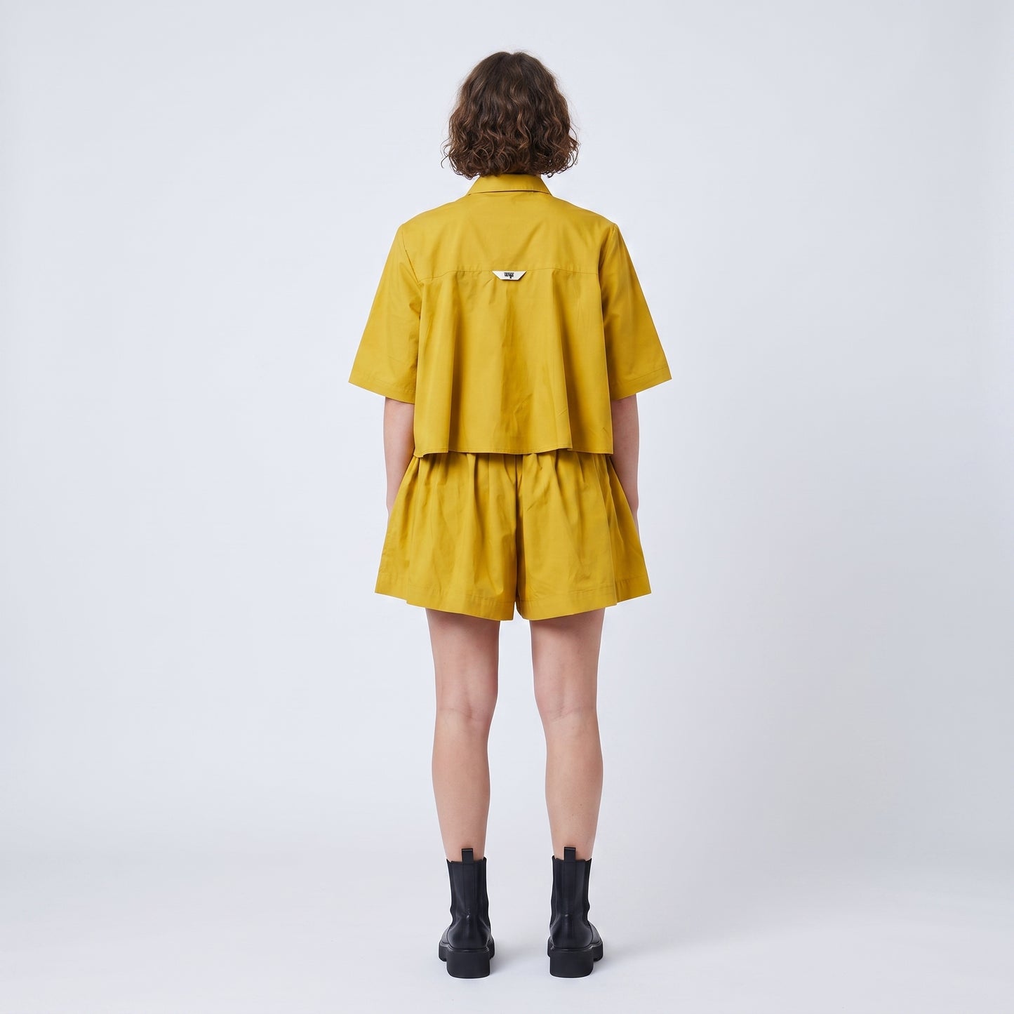 Mustard Cropped Cotton Shirt
