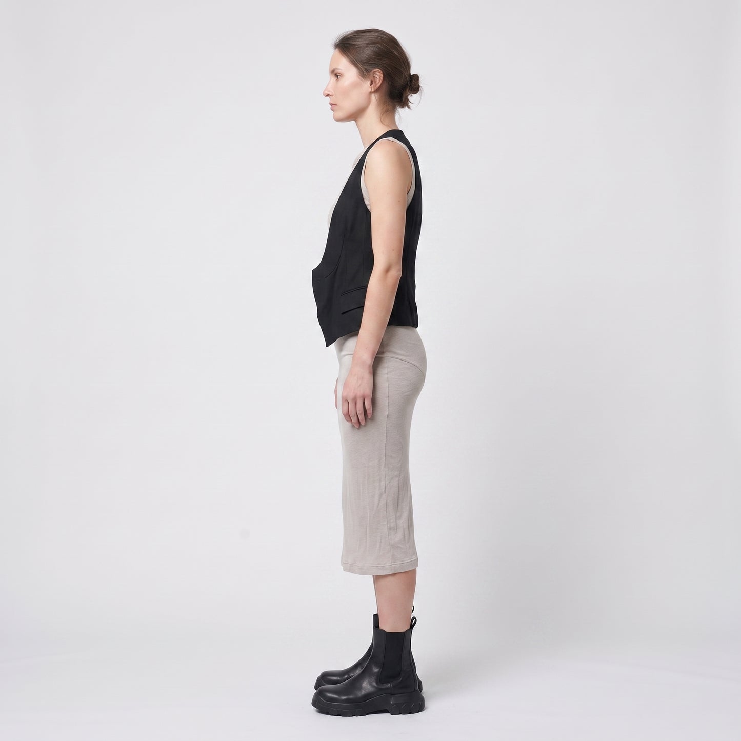 Minimalist Sleeveless Cotton Midi Dress