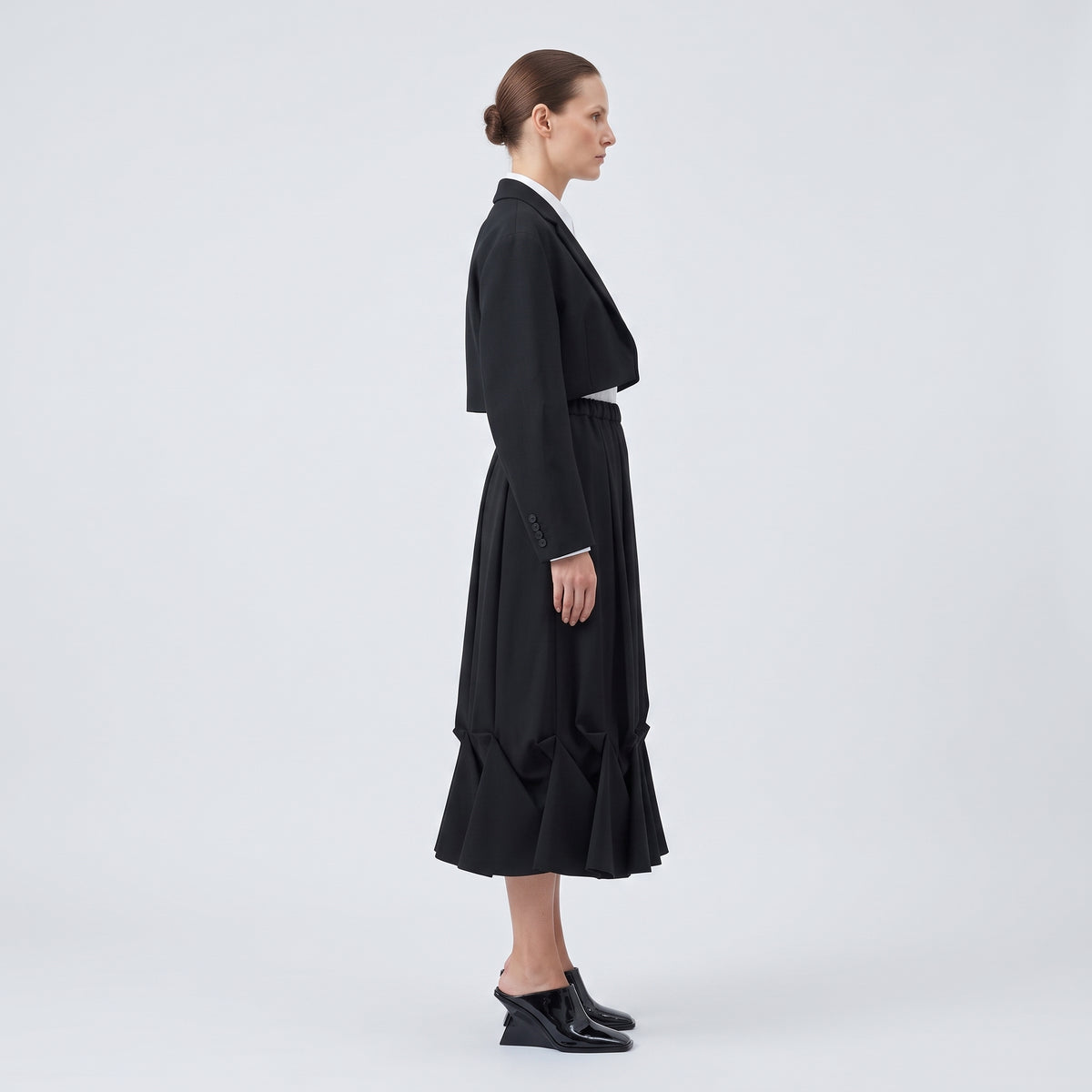 Pleated Hem Midi Skirt