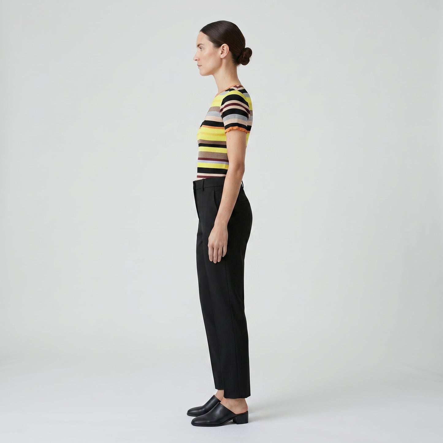 Vibrant Striped Ribbed Knit Tee