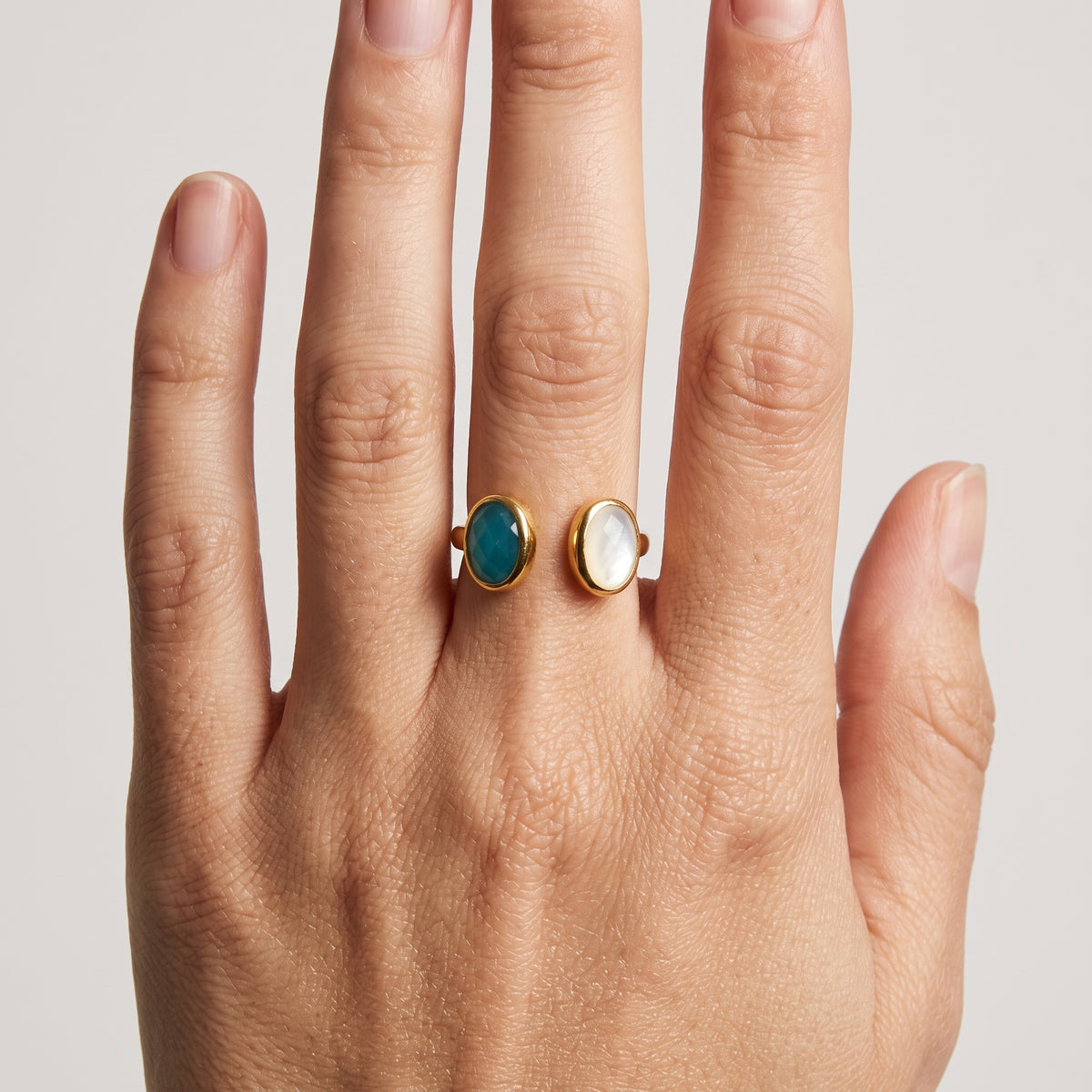 Dual Stone Statement Gold Ring