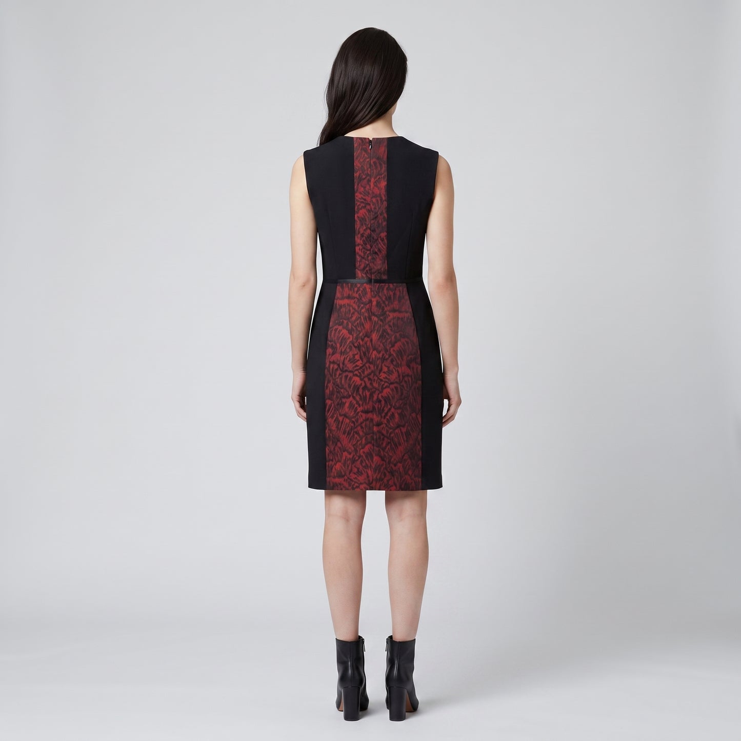 Abstract Print Paneled Sheath Dress