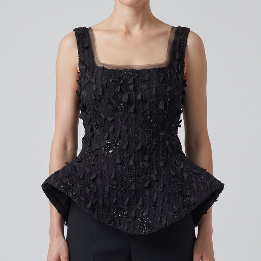 Embellished Sculptural Peplum Vest