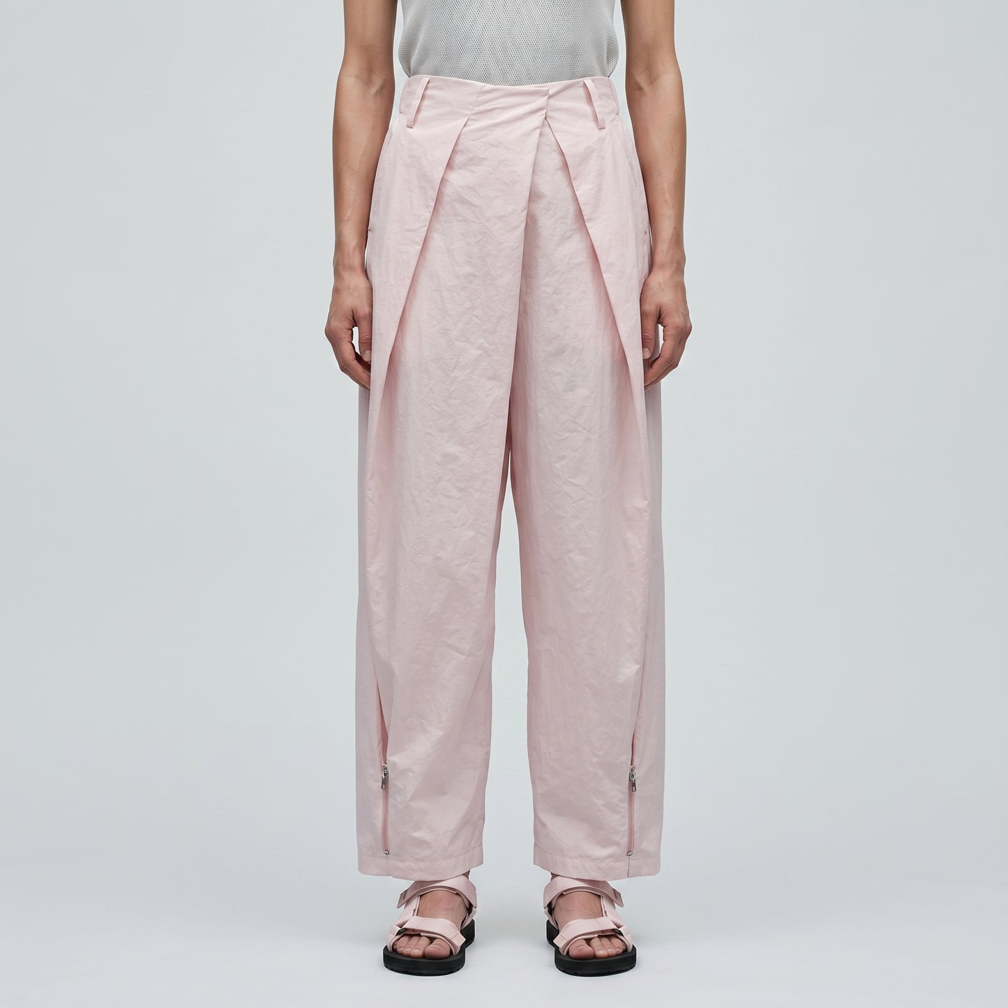 Pleated Pink Cropped Trousers