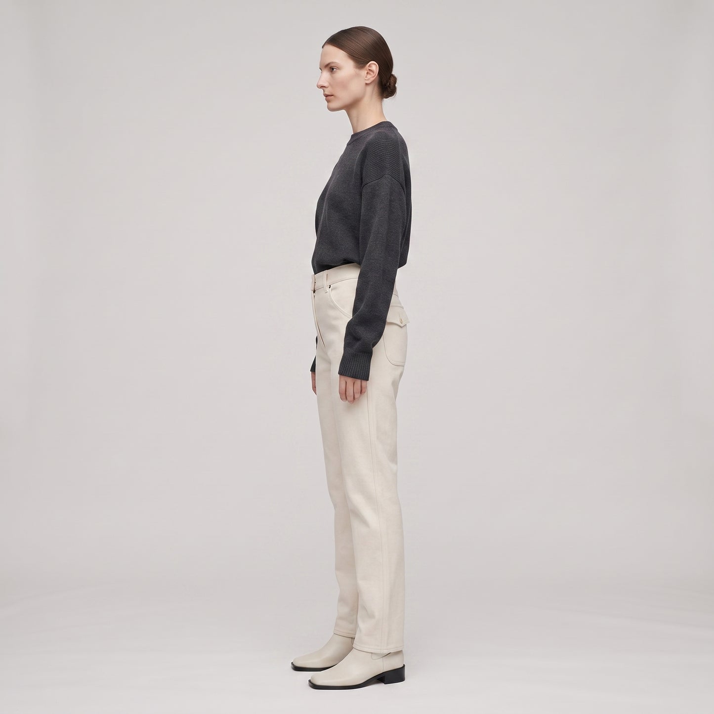 Tailored Off-White Cotton Trousers