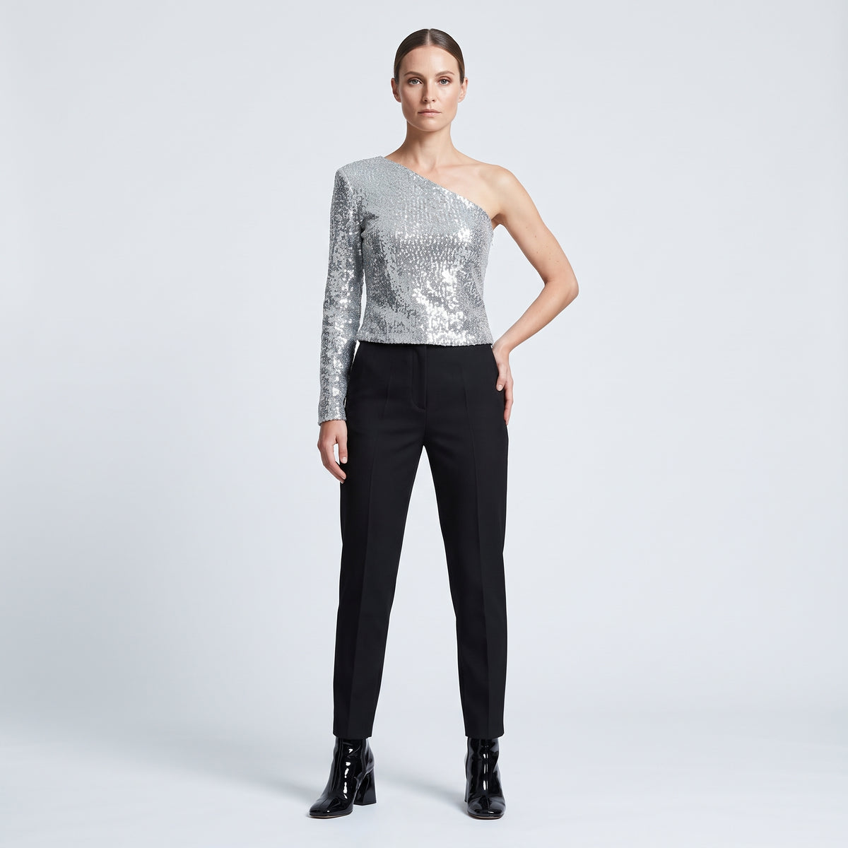 One-Shoulder Sequin Evening Top