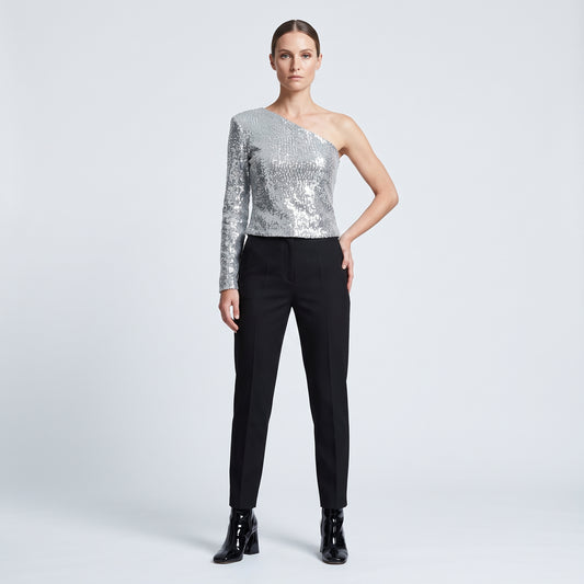 One-Shoulder Sequin Evening Top