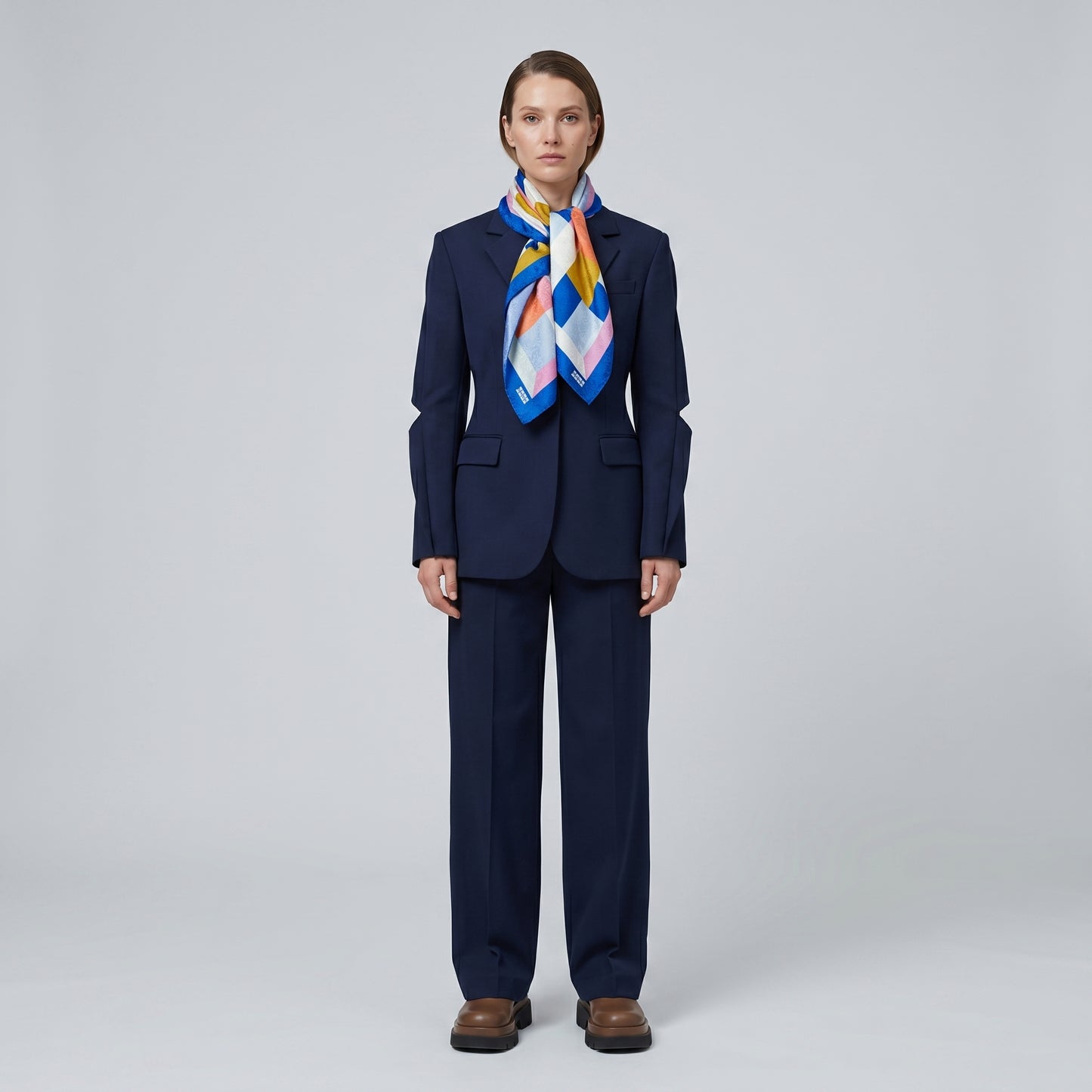 Geometric Pattern Silk Scarf