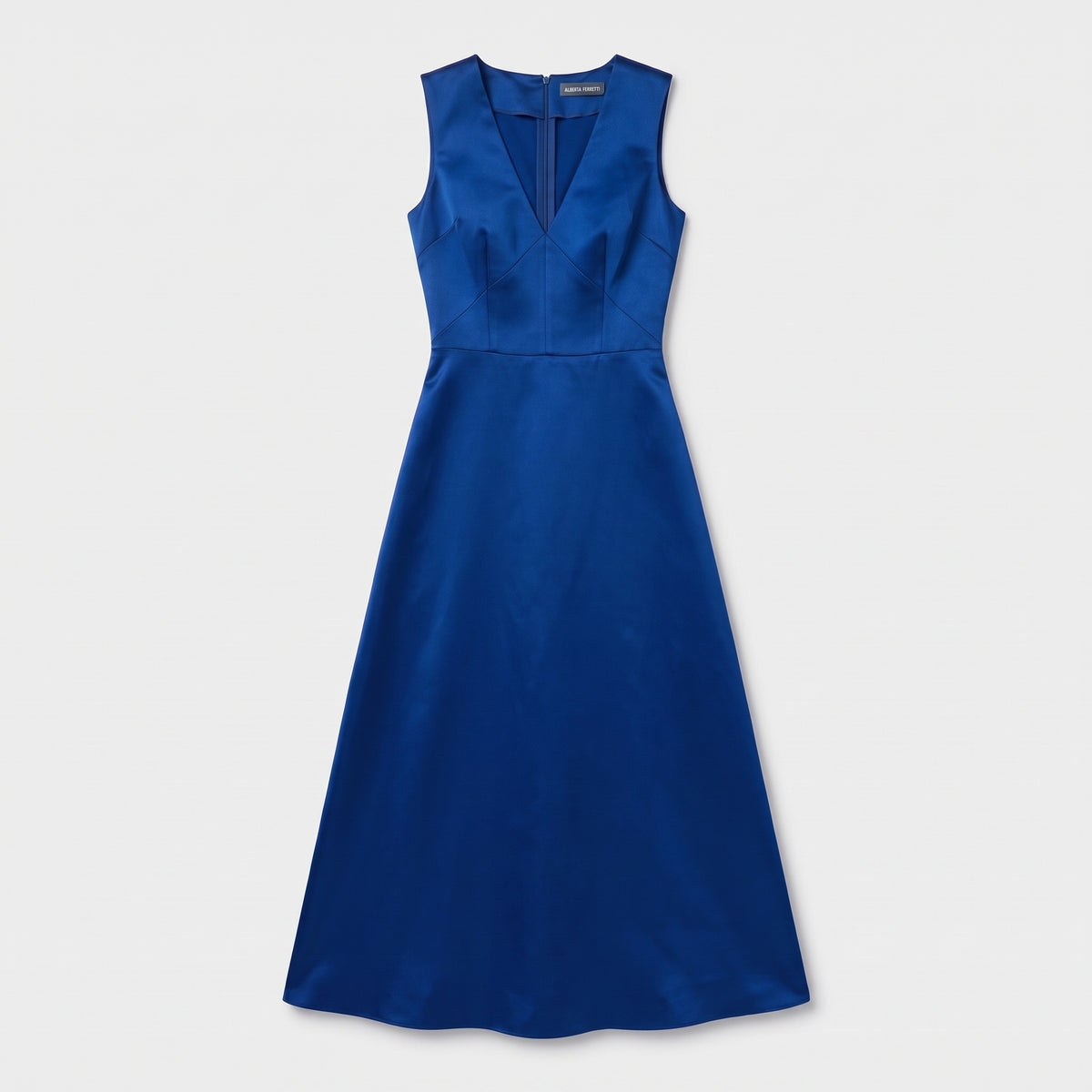 Sleeveless Royal Blue Satin Dress