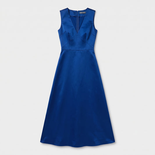 Sleeveless Royal Blue Satin Dress