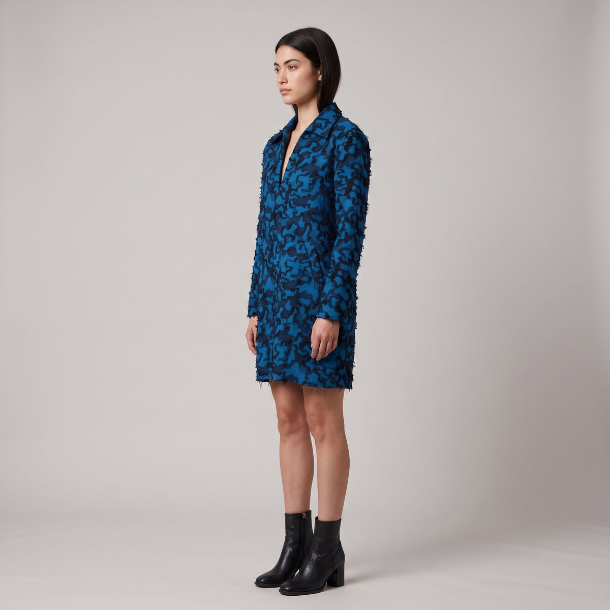 Textured Blue Fringed Jacket