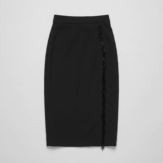 Beaded Fringe Pencil Skirt