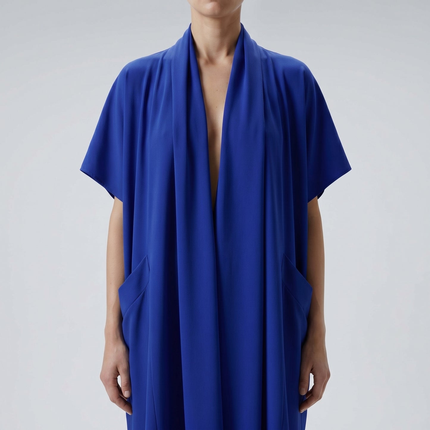 Cobalt Blue Draped Open Cardigan