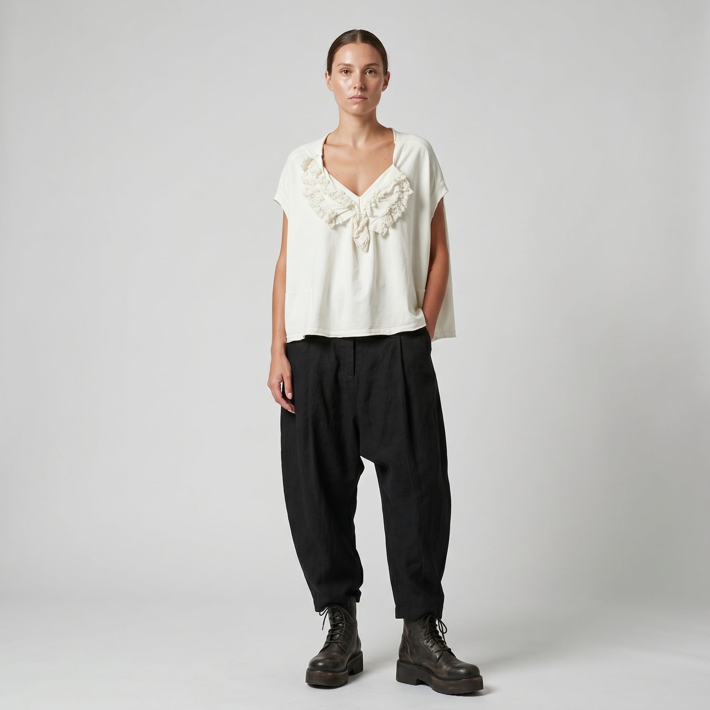 Fringe Embellished V-Neck Top