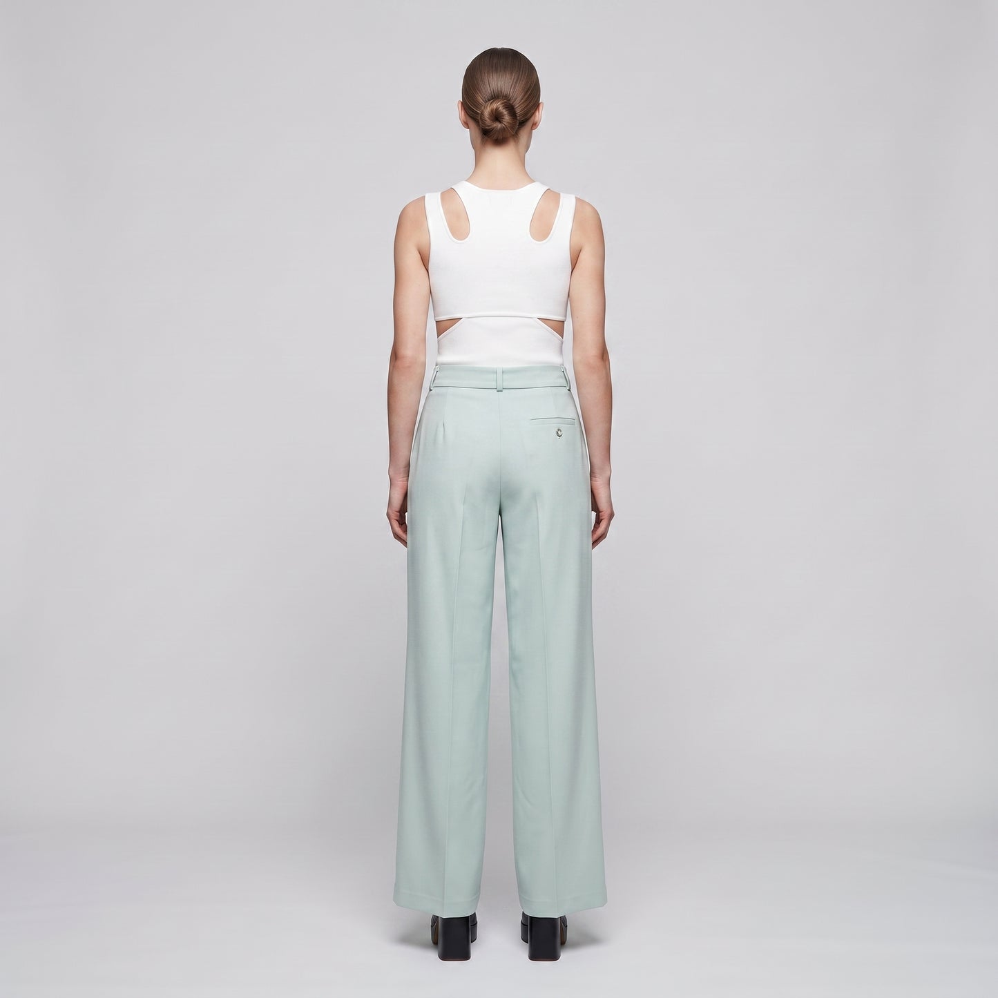 Tailored Pastel Wide-Leg Trousers