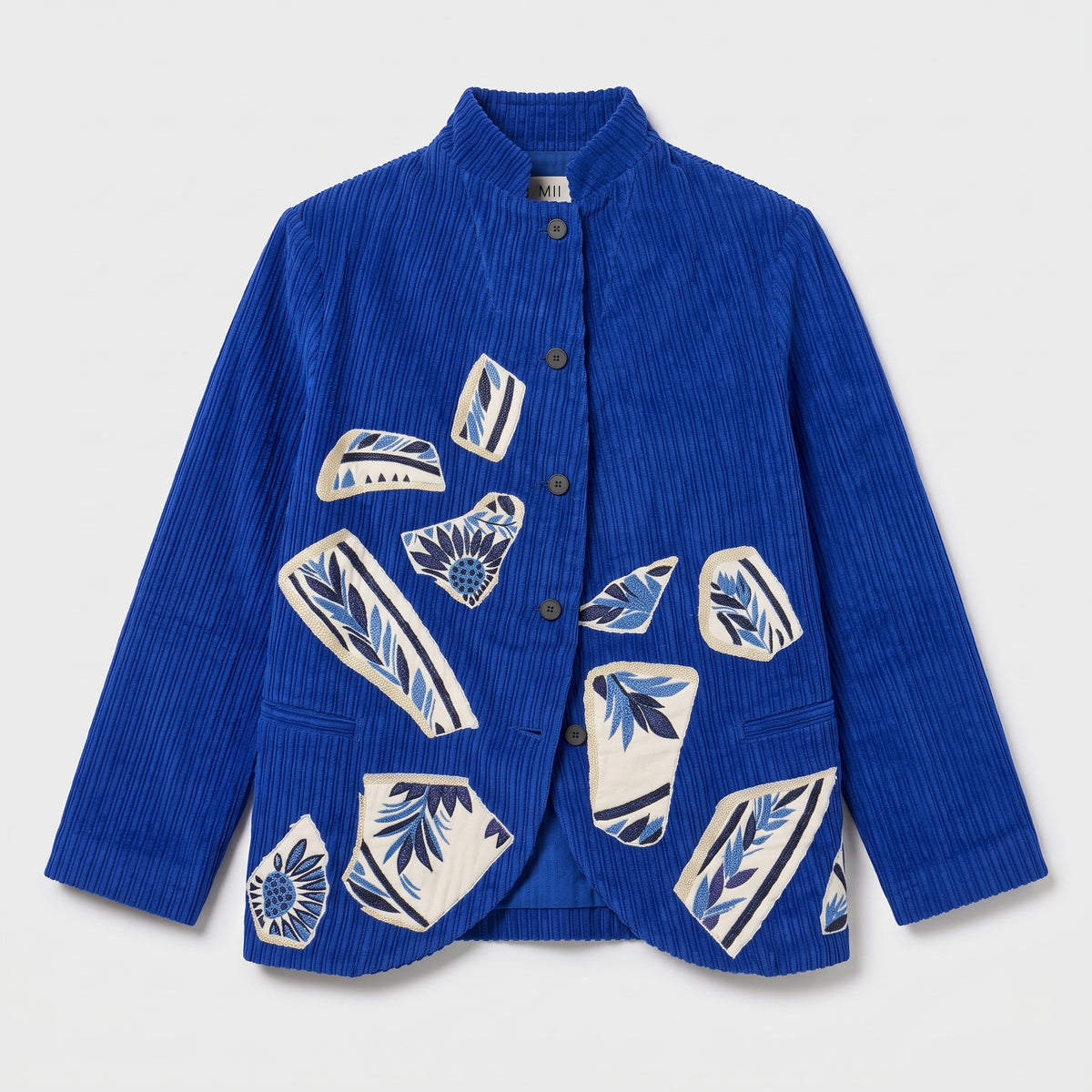 Embroidered Cobalt Corduroy Jacket