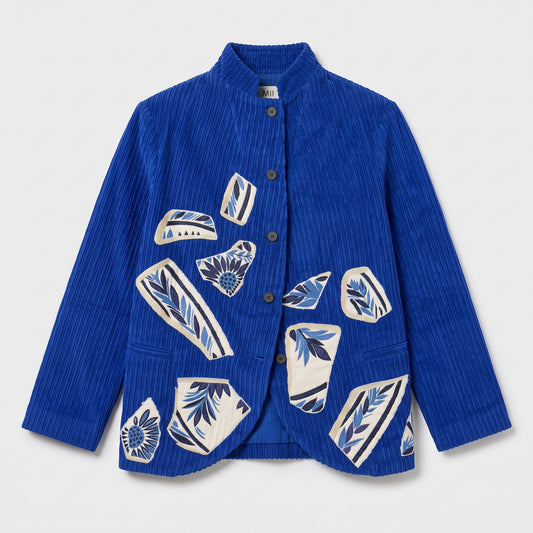 Embroidered Cobalt Corduroy Jacket