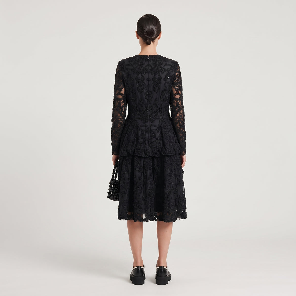 Embellished Sheer Long Sleeve Dress