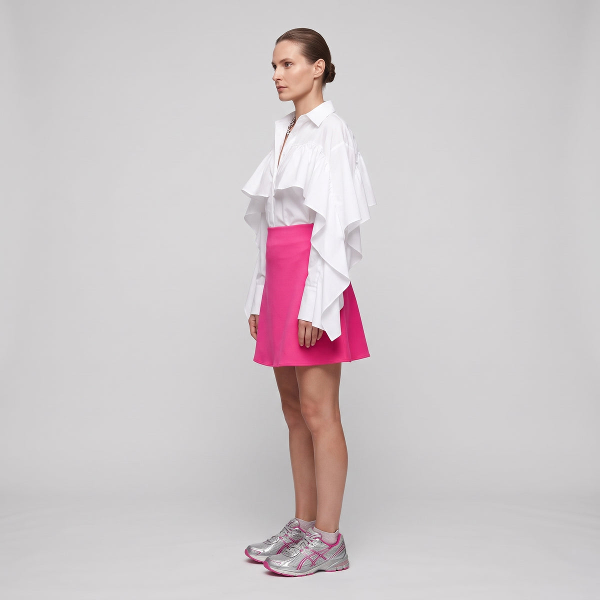 Vibrant Pink Flared Mini Skirt