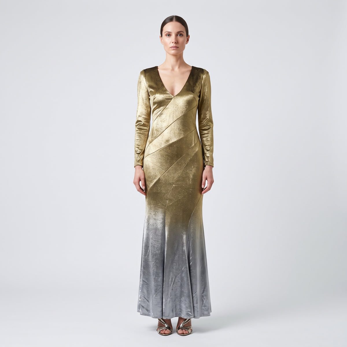 Metallic Ombre Mermaid Gown