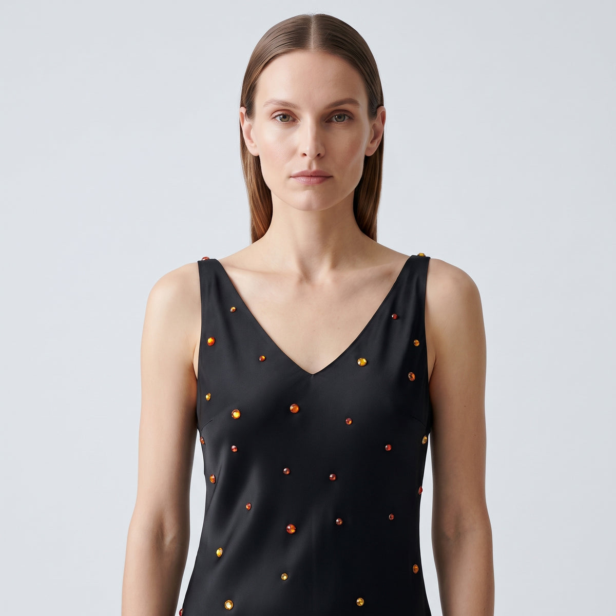 Embellished Silk Midi Slip Dress