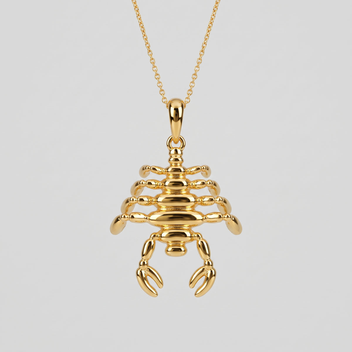 Gold Sculptural Scorpion Pendant Necklace