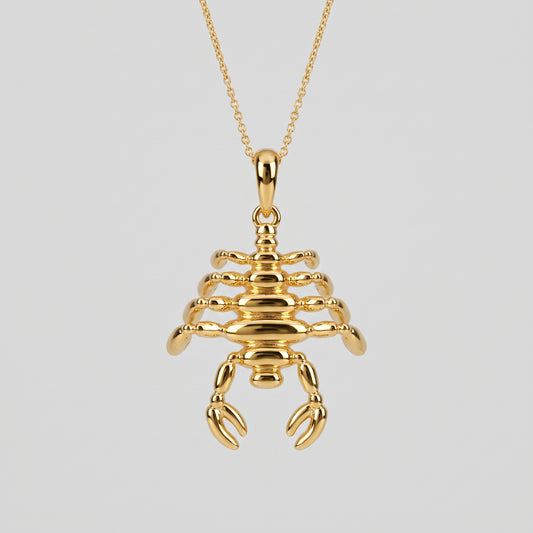 Gold Sculptural Scorpion Pendant Necklace