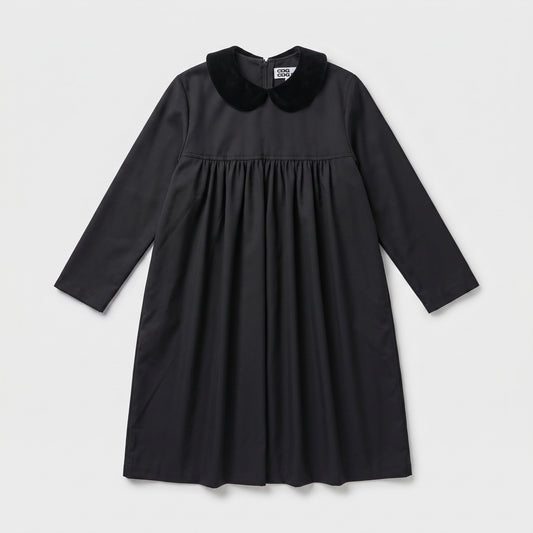 Velvet Collar Babydoll Dress