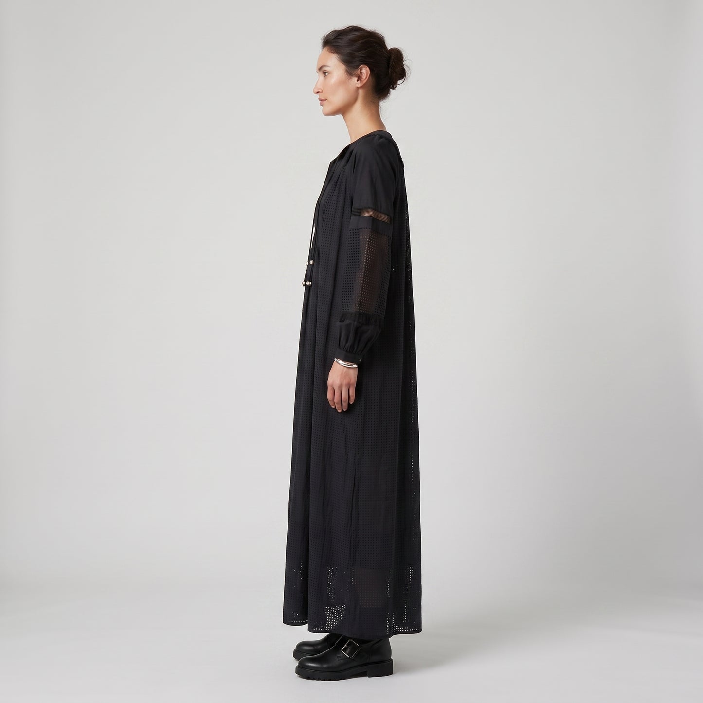 Elegant Black Embroidered Maxi Dress