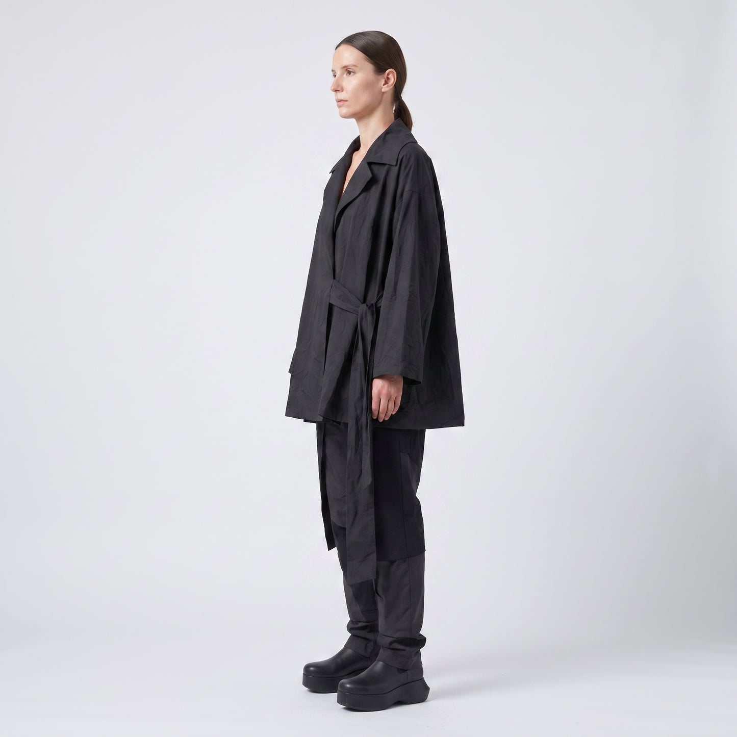 Tailored Charcoal Belted Jacket