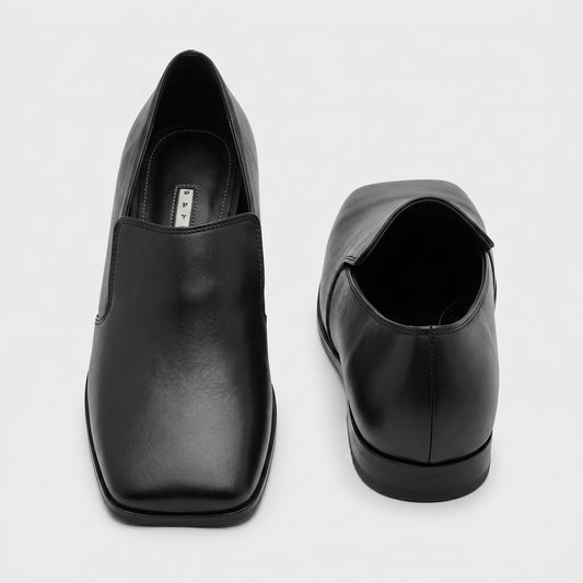 Minimalist Black Leather Loafers