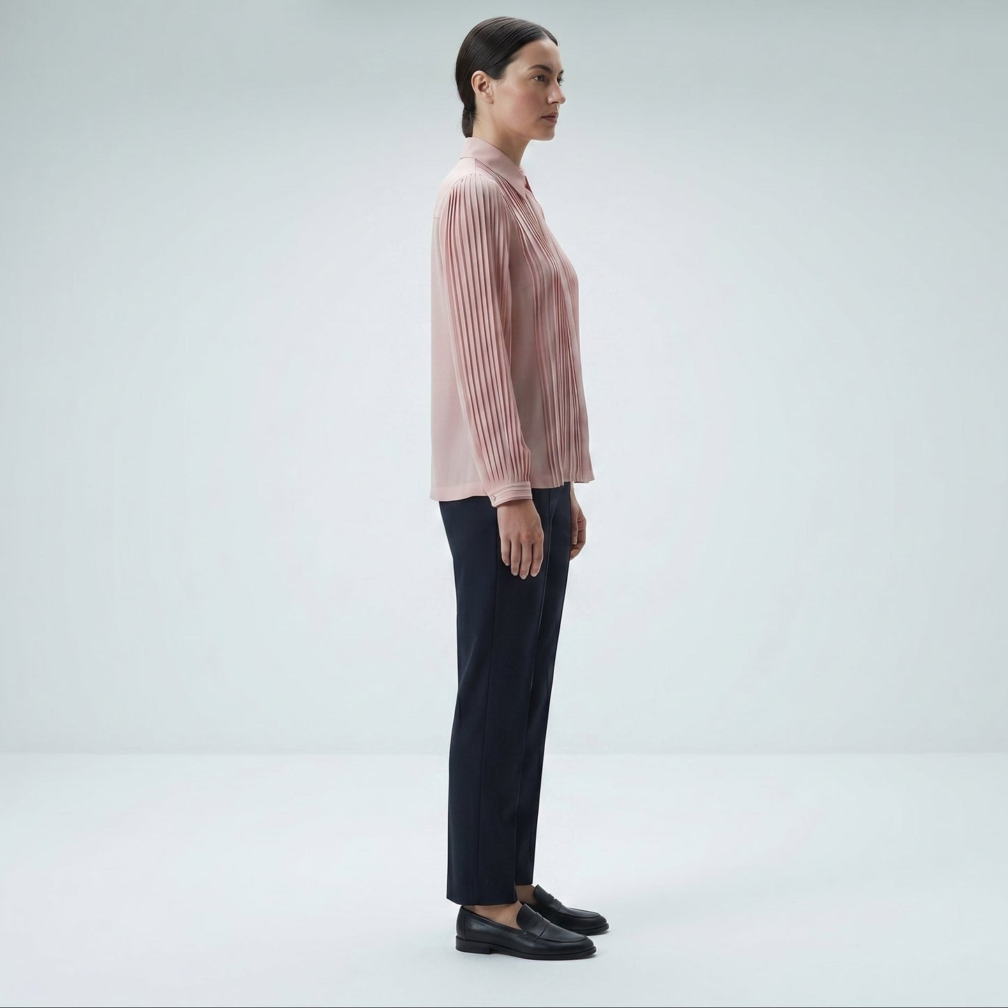 Pleated Pink Button Down Shirt