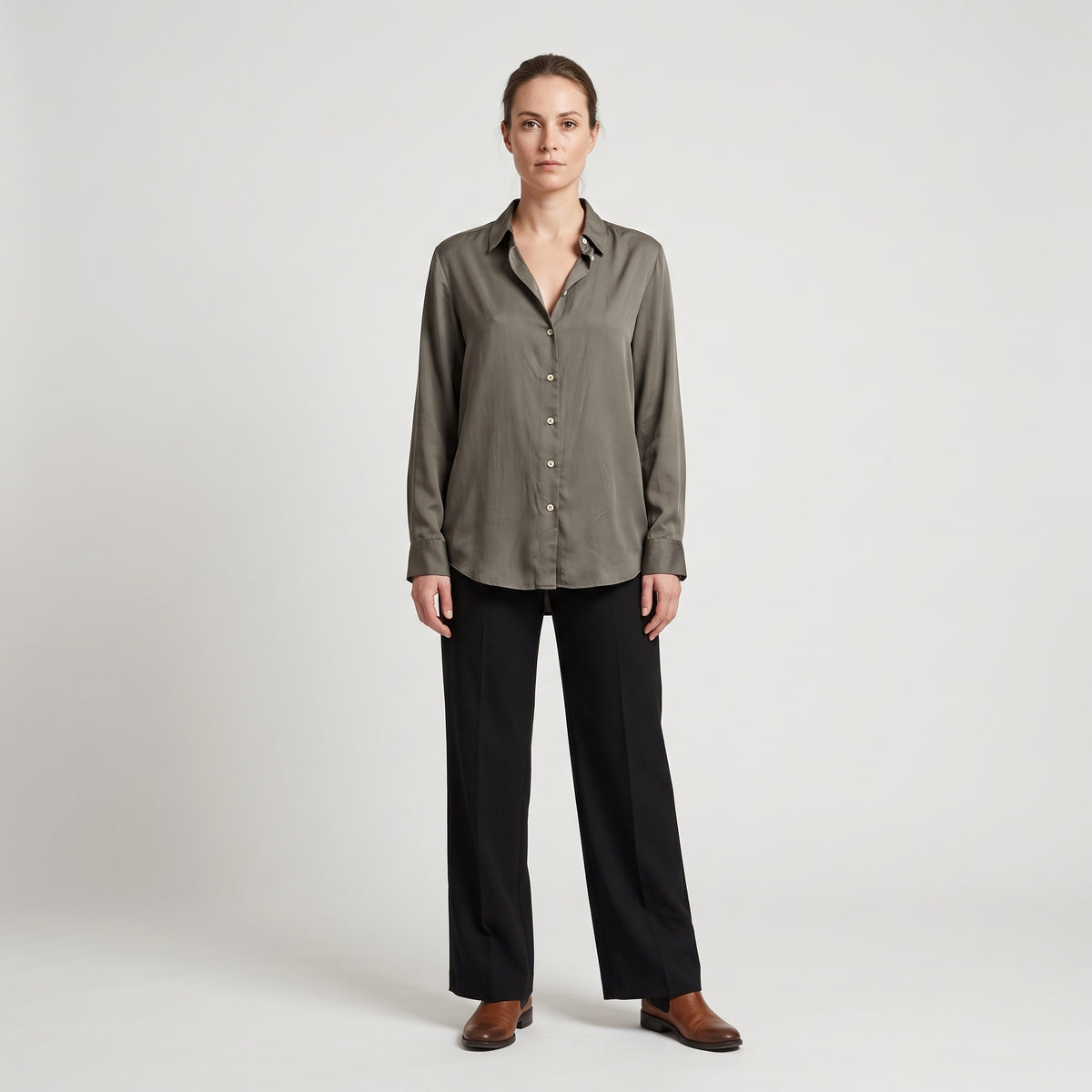 Classic Taupe Button-Down Shirt
