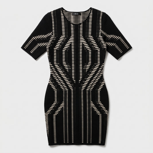 Graphic Knit Bodycon Mini Dress